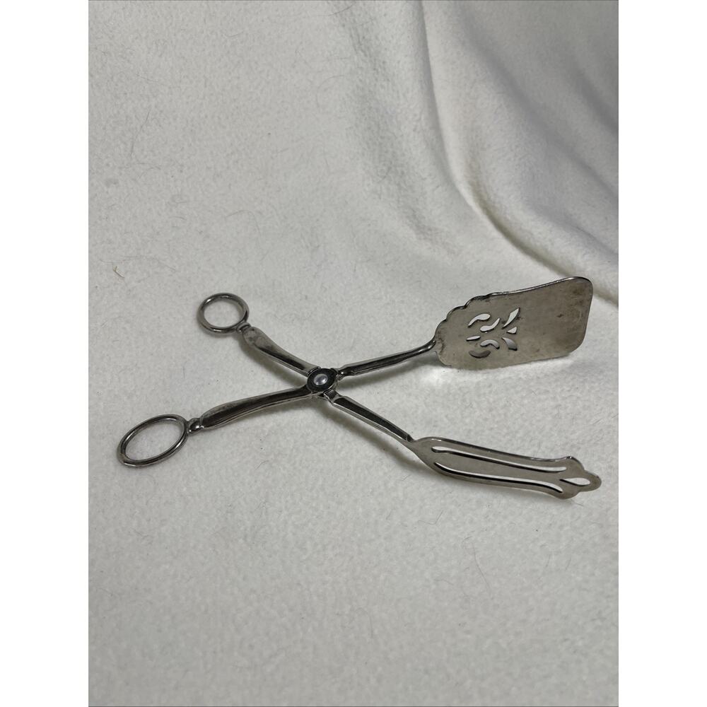 Vintage Leonard Silver Plated Serving Tongs Made In Italy